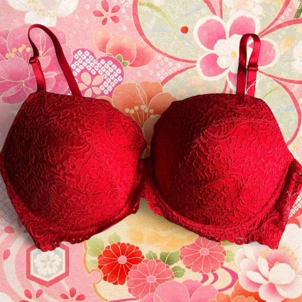 Smart & Sexy Red Underwired Bra 40DD Push Up Bra 85046 Signature Floral Lace Bra